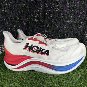 Hoka One One Skyward X Mens Size 11.5 D White Red Blue Running Sneakers Shoes